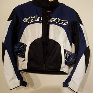 AlpineStars motorcycle jacket and matching gloves